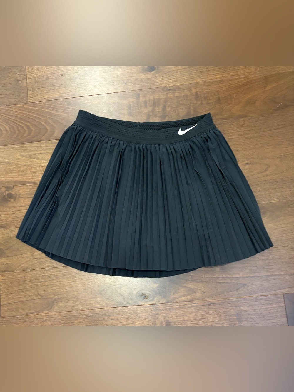 Nike Black Pleated Tennis Skirt with White Swoosh